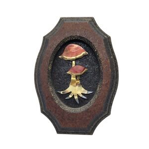 Vintage 70s Brutalist Mixed Metal Mushroom Wall Art Plaque Mid Century Decor